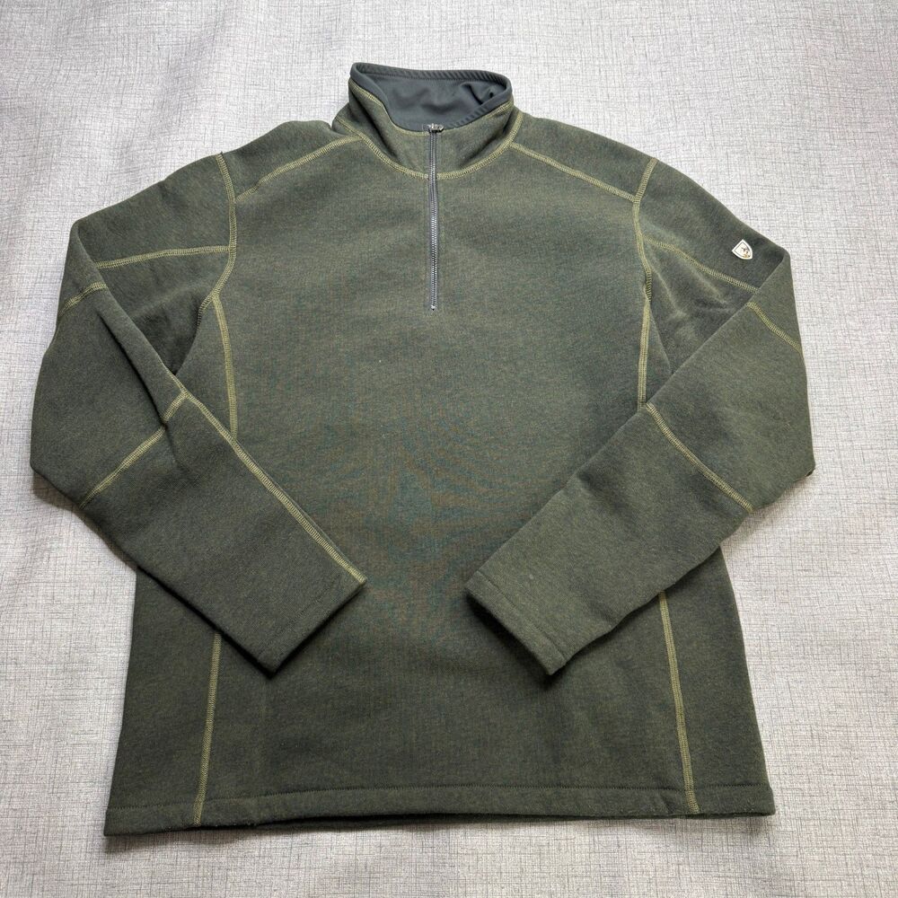 Kuhl Revel 1/4 Zip Mens Large Green Fleece Long Sleeve Pullover Sweater Hiking